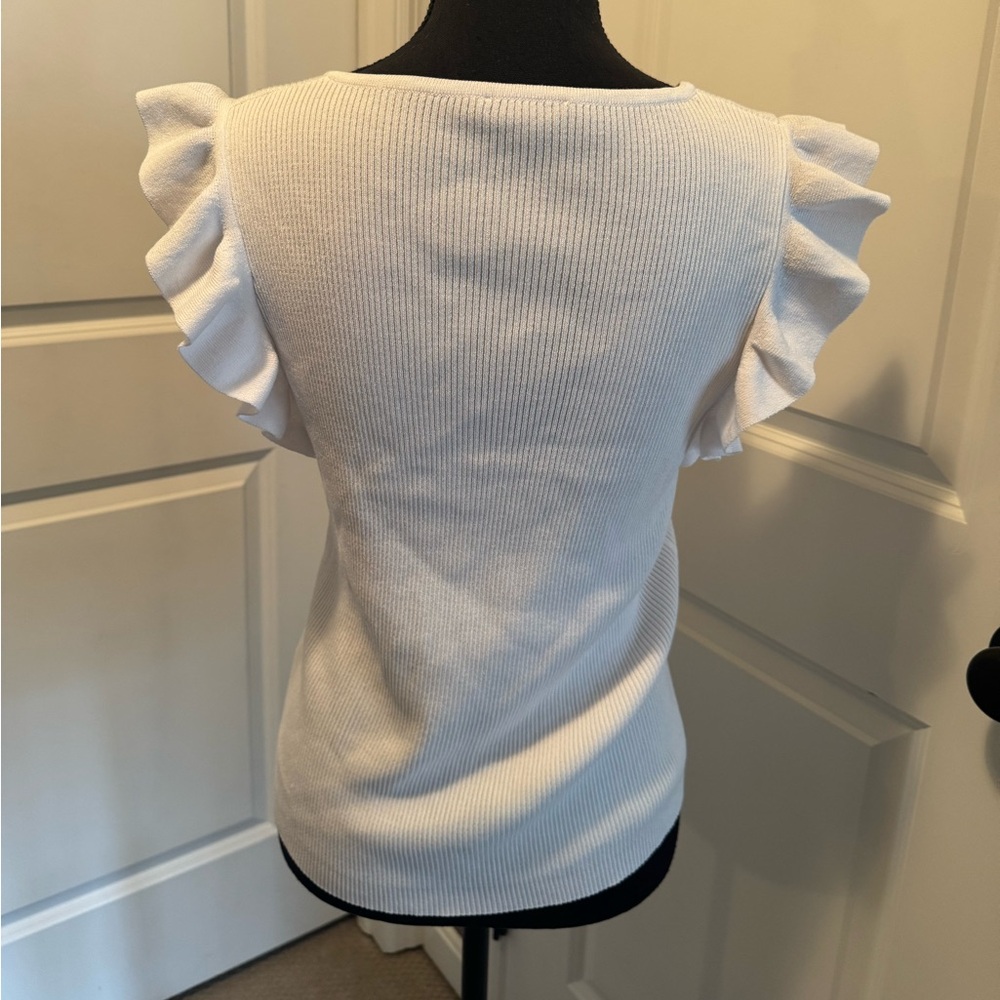 Ruffle sleeve ribbed top - Picture 2 of 4